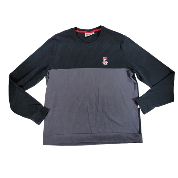 FILA Sweatshirt Mens Size XL Black Gray Colorblock Soft Retro 90s Casual - Picture 1 of 8